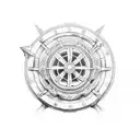 ship wheel B tattoo design idea