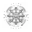 ship wheel B tattoo design idea