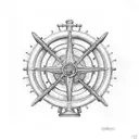 ship wheel B tattoo design idea