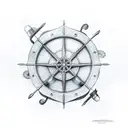 ship wheel B tattoo design idea