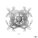 ship wheel B tattoo design idea