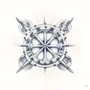 ship wheel B tattoo design idea