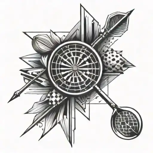 Darts and golf club tattoo design idea