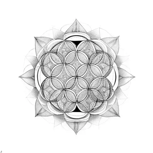 line art, Flower of life Sacred Geometry tattoo design idea