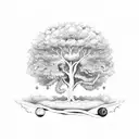 Life cycle of a tree intertwined with zodiac symbols of Virgo, Leo, and Pisces tattoo design idea