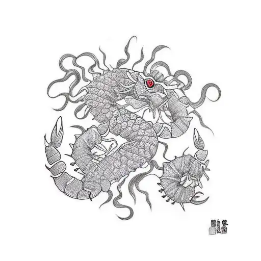 cartoon shrimp tattoo design idea