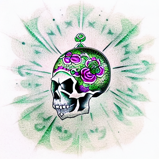 Skull with Green Gems tattoo design idea