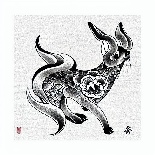 Fire Rabbit  tattoo design idea