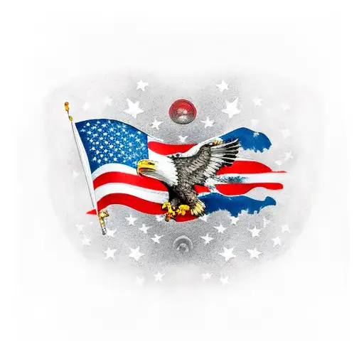American flag with bold eagle ripped skin tattoo design idea