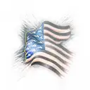 American flag with bold eagle ripped skin tattoo design idea