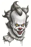 pennywise the clown with grey eyes and jagged teeth tattoo design idea