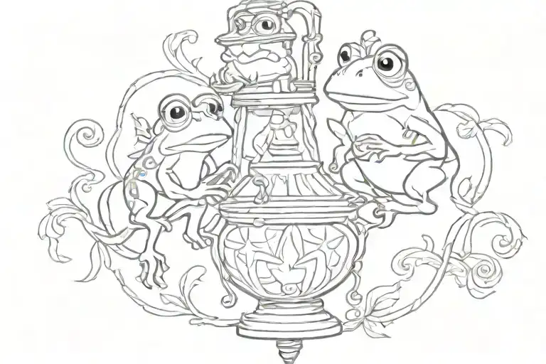 princess and the frog frogs disney movie holding the tangled lantern  tattoo design idea