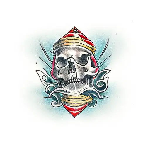 Dagger through a skull tattoo design idea