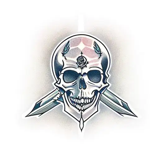 Dagger and skull tattoo design idea