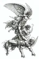 angels vs demons fighting tattoo design idea