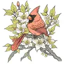cardinal in dogwood flowers tattoo design idea