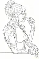 girl cyberpunk  com pouco cyber tattoo design idea