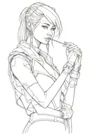 girl cyberpunk  com pouco cyber tattoo design idea