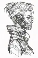 cyberpunk gilr with short hair tattoo design idea