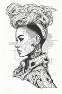 cyberpunk gilr with short hair tattoo design idea