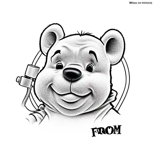 The name froom and a pump jack also Winnie the Pooh tattoo design idea