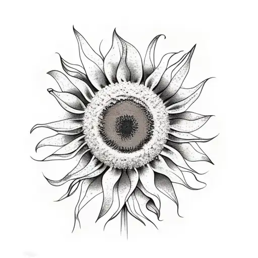 sunflower with birch trees tattoo design idea