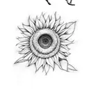 sunflower with birch trees tattoo design idea