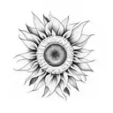 sunflower with birch trees tattoo design idea
