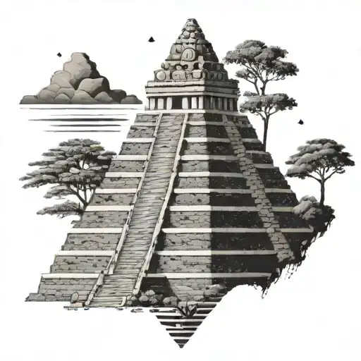 I am climbing the Mayan pyramid with determination that we need p tattoo design idea