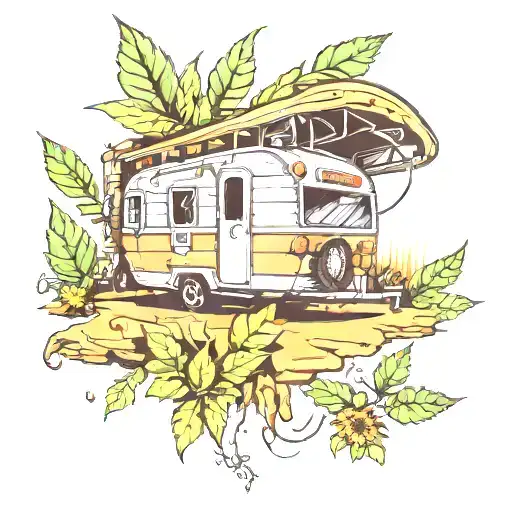 caravan, shed, weed  tattoo design idea