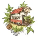 caravan, shed, weed  tattoo design idea