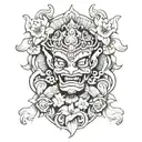 phra rahu surrounded by orchids  tattoo design idea