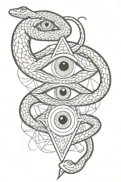 snake and illuminati eye tattoo design idea