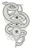 snake and illuminati eye tattoo design idea