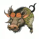 wild boar tattoo design idea