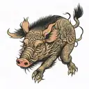 wild boar tattoo design idea