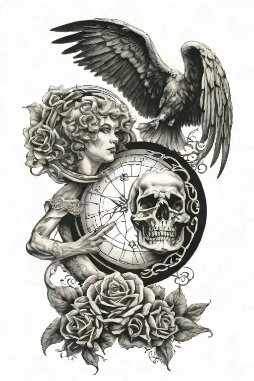 good vs evil, memorial for loved ones tattoo design idea