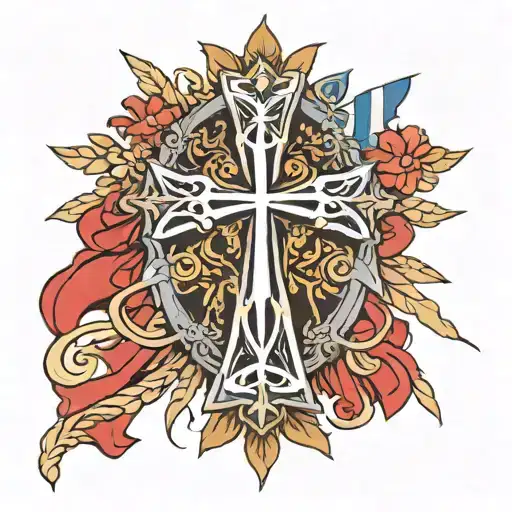 Greek Orthodox cross, Johnny, Theo, Elias, Greek Flag tattoo design idea