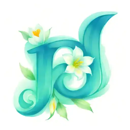 letter "I" with paperwhite flower tattoo design idea