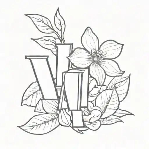 letter "i " with paperwhite flower  tattoo design idea