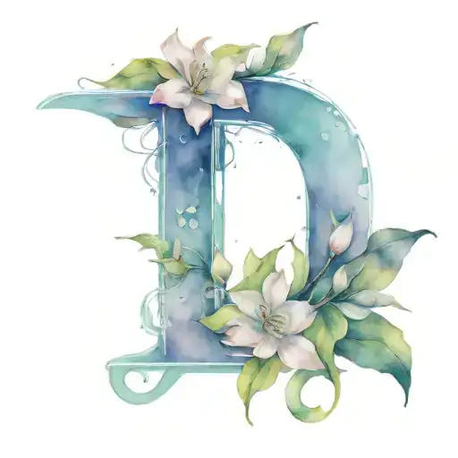 letter "i " with paperwhite flower  tattoo design idea