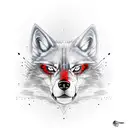 black powerful wolf with red eyes tattoo design idea