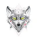 black powerful wolf with red eyes tattoo design idea