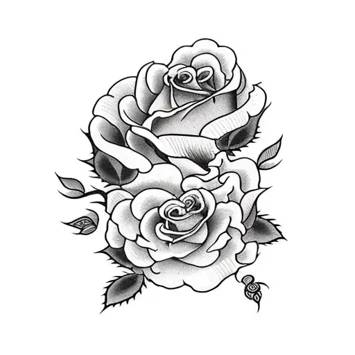 Roses with fire tattoo design idea