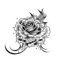 Roses with fire tattoo design idea