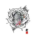 Roses with fire tattoo design idea