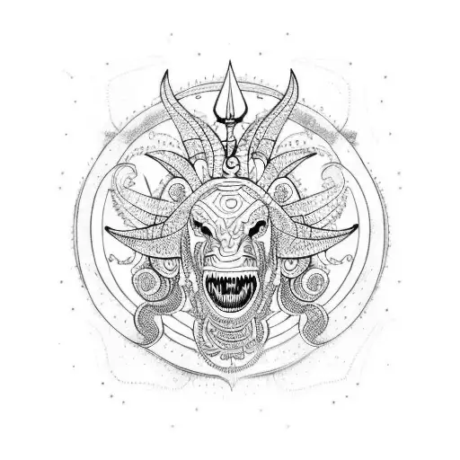 dino with shiva tattoo design idea