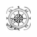 Anchor, steering wheel,  ropes, compass tattoo design idea