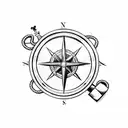 Anchor, steering wheel,  ropes, compass tattoo design idea
