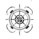 Anchor, steering wheel,  ropes, compass tattoo design idea